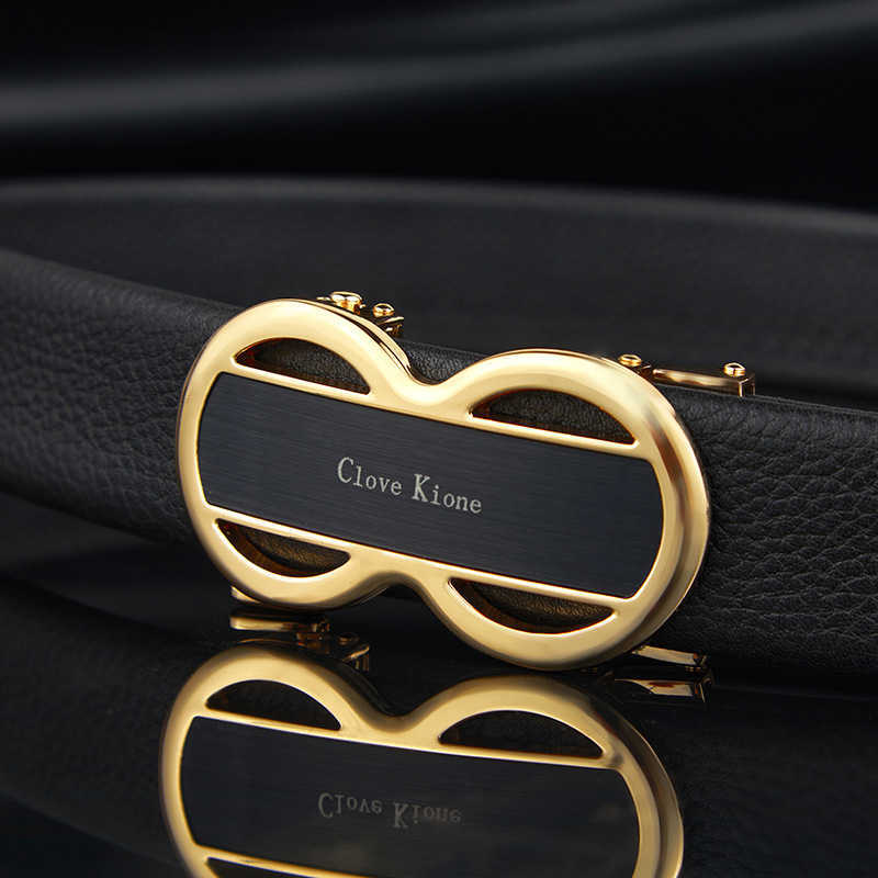 

Pure Leather Men's belts Genuine Leather Youth Business First Layer Cowhide Automatic Buckle High-end Fashion Pants Belt Men High Quality, Black