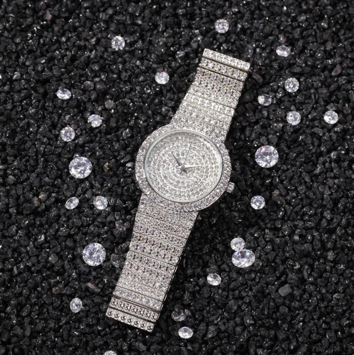 

Hip Hop Mens Watches Luxury babysbreath Wrist Watches CZ Stone Paved Stainless Steel Watch for Men Charm Jewelry