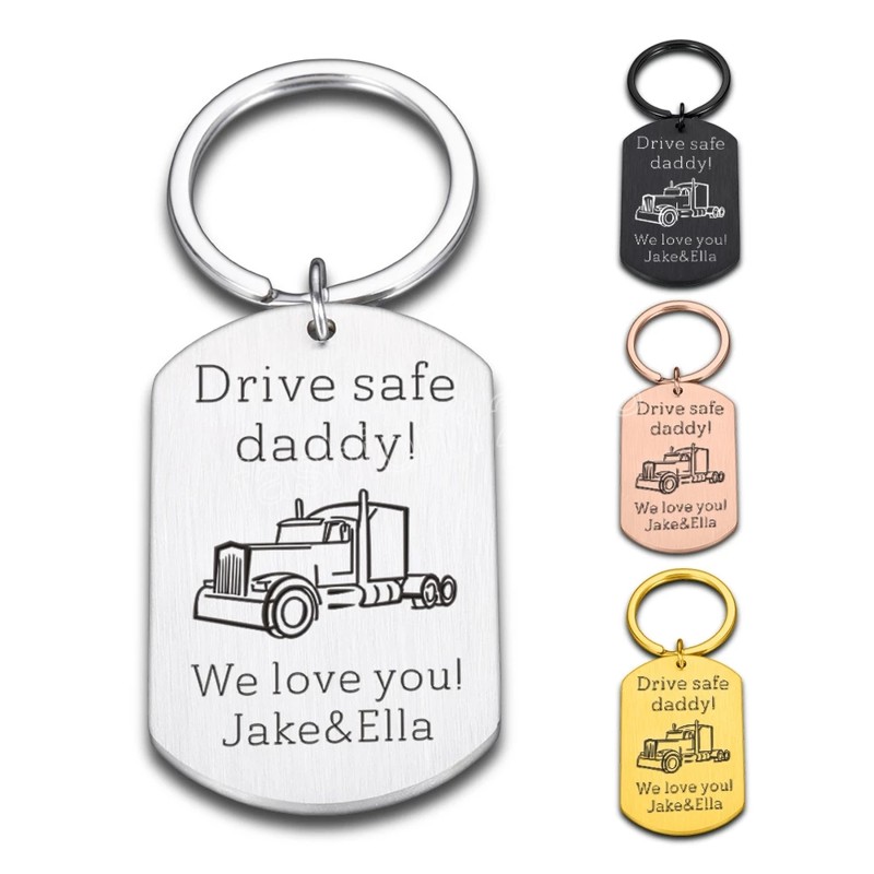 

Fathers Day Gift Keychain for Dad Drive Safe Daddy Birthday Valentine Day Gift Daddy Step Dad from Daughter Son Kids Wife