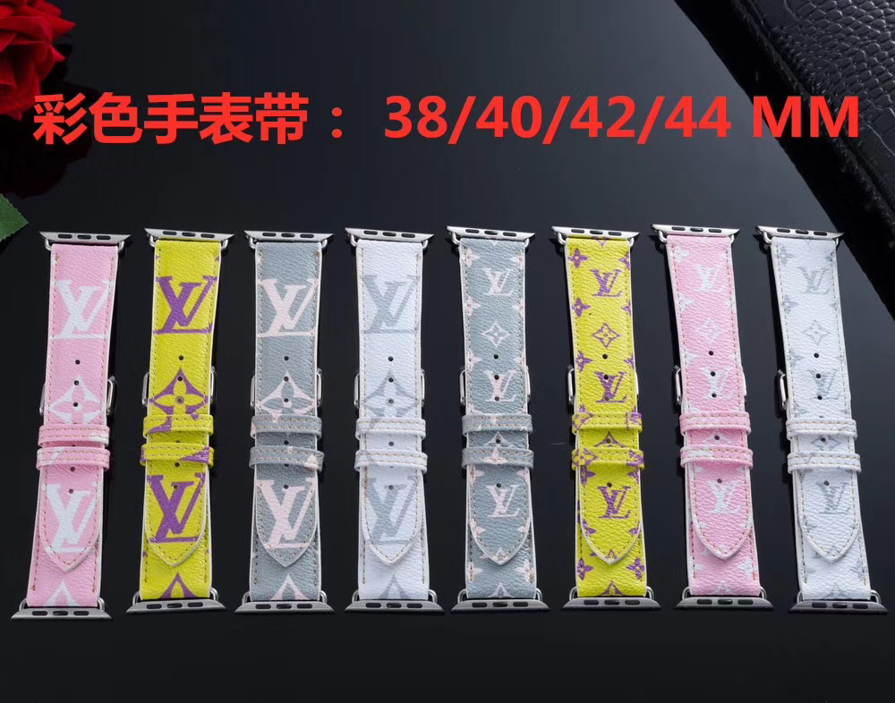 

Louis Vuitton luxury apple watch Strap For 42mm 41mm 38mm 40mm 44mm 45mm iwatch 2 3 4 5 LV watch bands Leather Bracelet Stripes watchband