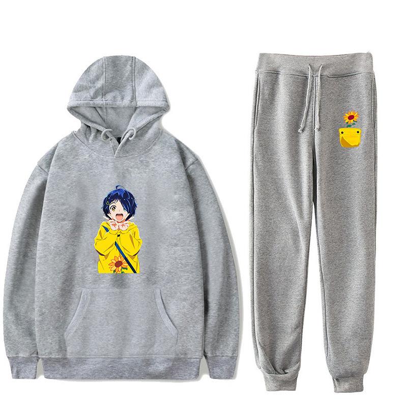 

Men's Tracksuits Wonder Egg Priority Sweet Anime Hoodie Pants Two Piece Cosplay Sweatshirt And Sweatpants Set Pullovers 2022, Gray