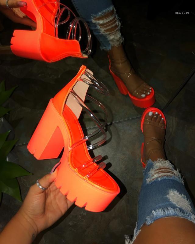 

Thick Heels Platform Super High Women Pumps Shoes Woman Summer Sexy Peep Toe Wedding Party Shoe For Sandals D30, Orange
