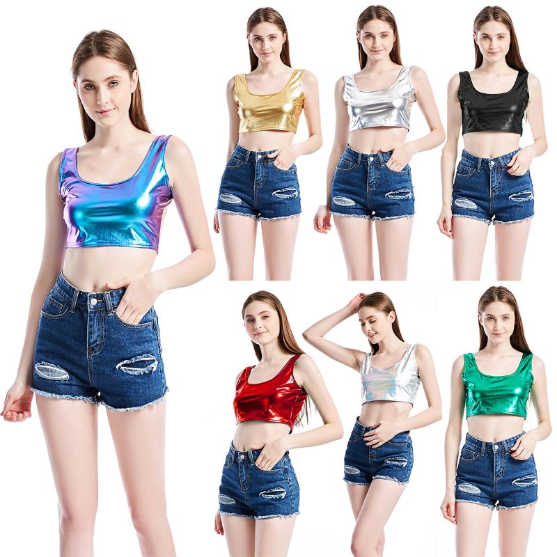 

Women' Tanks & Camis Party Night Womens Sexy Leather Black Vest Summer Fashion Bodycon Tank Top Sleeveless Crop For 2022 Ladies