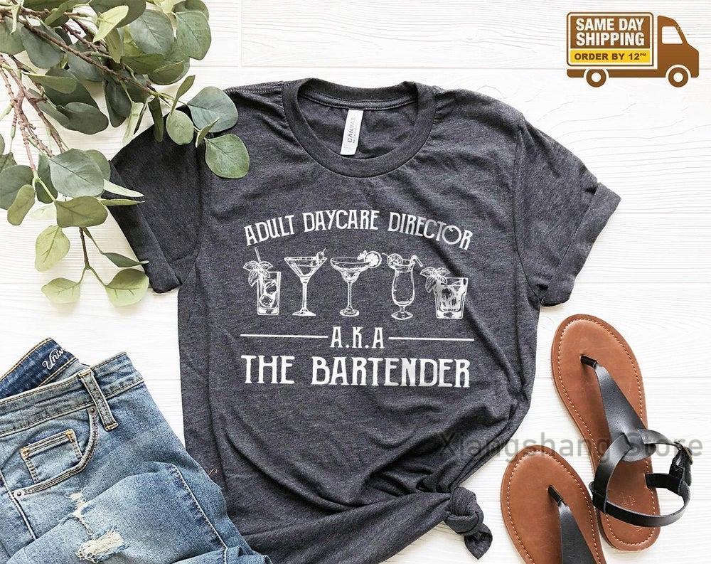 

Men's T-Shirts Funny Bartending T-Shirt Bartender Shirt Gift Barista Barmen Tee Adult Daycare Director A K The T, Men-moss green