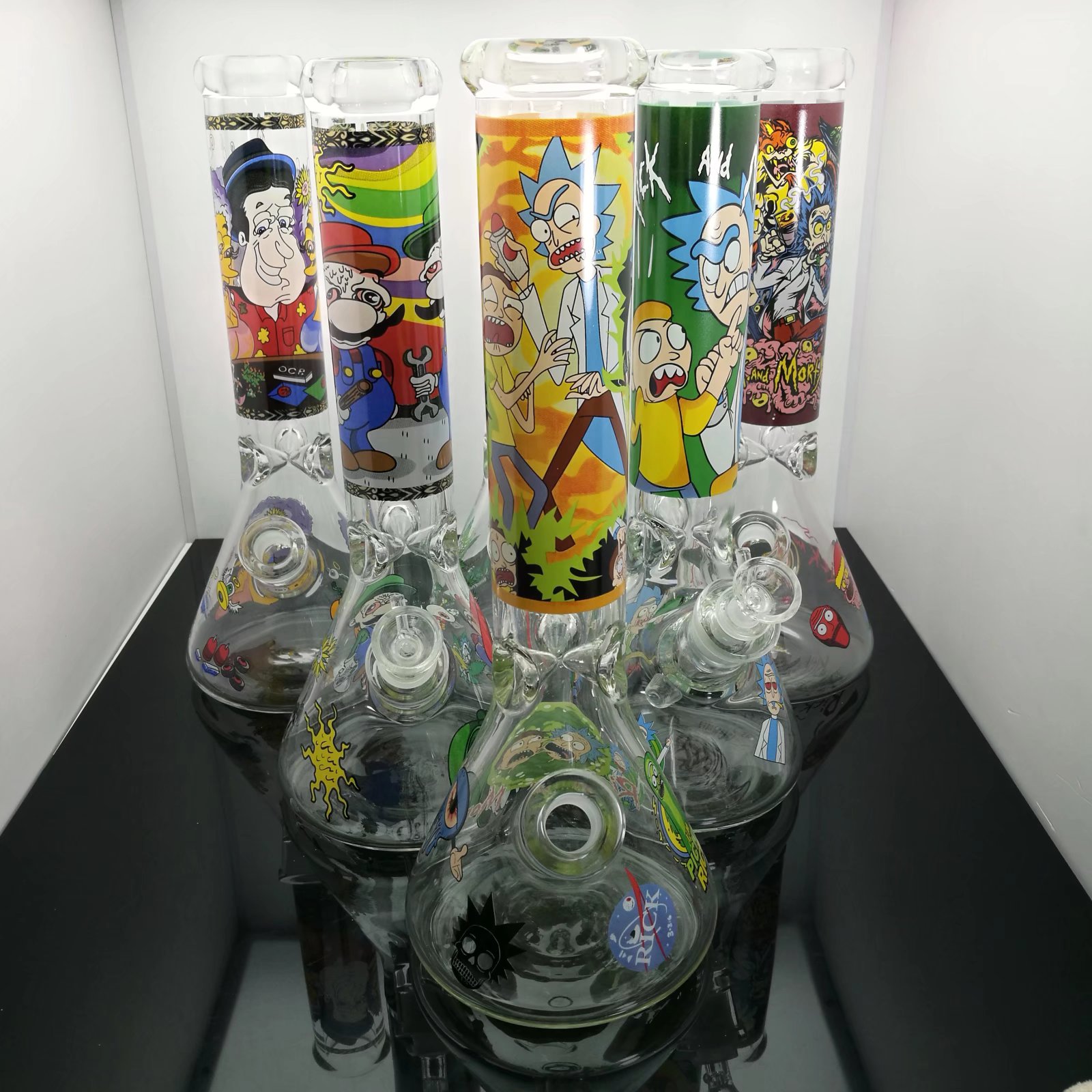 

European and American hot selling thickened printed cartoon glass hookah