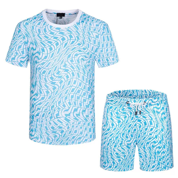 

2022 Summer Men's Print letter Tracksuit Casual Short Sets Men Cotton Sports Suit T-Shirt+Shorts 2 Piece Sets Brand Sportswear Slim Outfits
