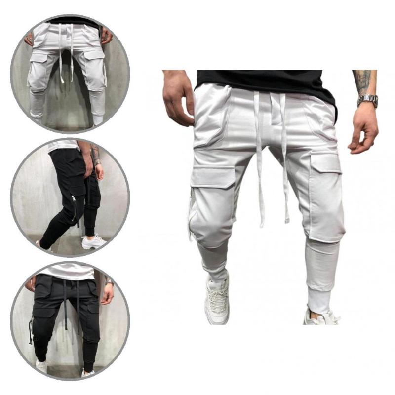 

Men's Pants Elastic Waist All-Match Solid Color Mid Male Sweatpants For Trekking, Black