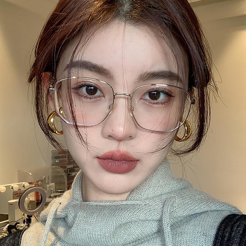 

Sunglasses Large Frame Gold Wire Glasses Women's Myopia Reading Korean Version Metal Frames Matchable DegreeSunglasses