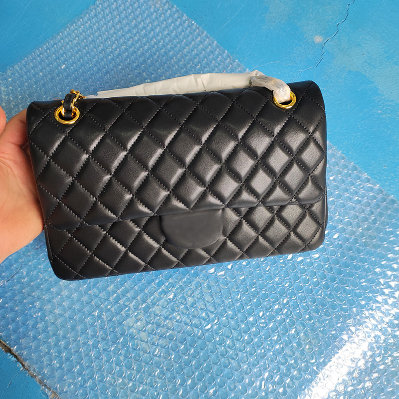 

2022Ss Summer Womens Lambskin Quilted Messenger Bags Classic Double Flap Genuine Leather Multi Pochette Outdoor Sacoche Luxury Designer Handbag Purpse 25CM, Box