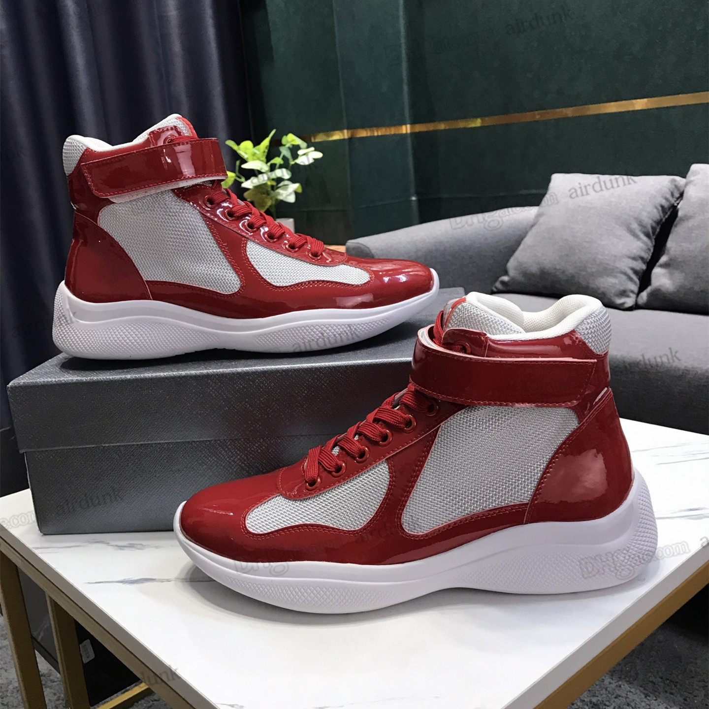 

2022 Men America Cup Casual Shoes Designer Sneakers Top Patent Leather Flat Trainers Black Blue Mesh Lace-up Nylon Runner Trainer America's Xl Shoe 38-46 f53h#, 100#