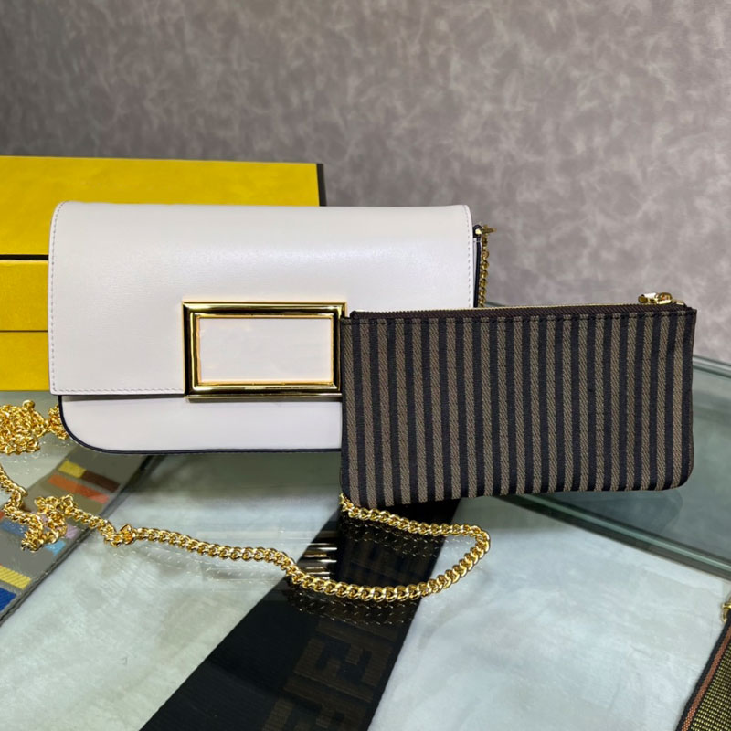 

Chain Crossbody Shoulder Bag Plain Cluth Wallets Snap Closure Detachable Pocket Gold Metal Parts Two Piece Set Higher Quality Handbags Purse, Just a box