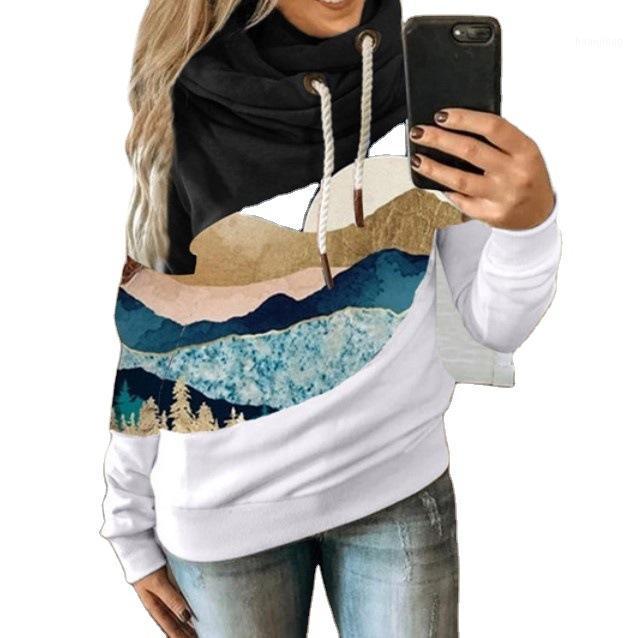 

Autumn Women Harajuku Hooded Sweatshirt Casual Patchwork Print Pullovers Tops Lady Long Sleeve Soft Plus Size Hoodies Streetwear Women, Black