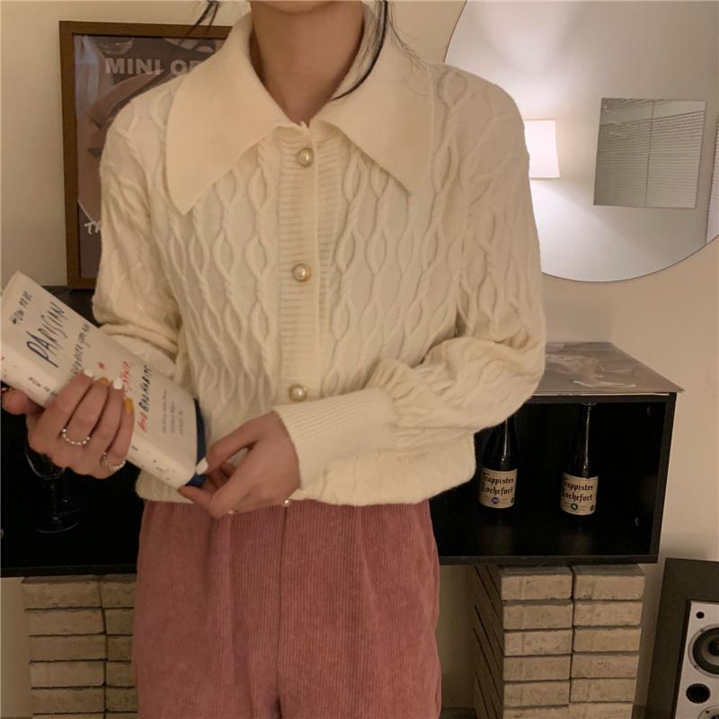 

Women's Knits & Tees 2022 Spring Autumn Fashion Knitted Sweater Cardigan Women Loose Coat Casual Button Solid Female Long Sleeve Top Pull Fe, White