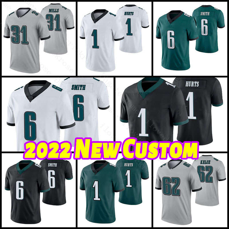 11 AJ Brown 6 DeVonta Smith Michael Vick Custom Football Jersey Jalen Hurts Miles Sanders Brian Dawkins Jason Kelce Fletcher Cox Donovan McNabb Mail
