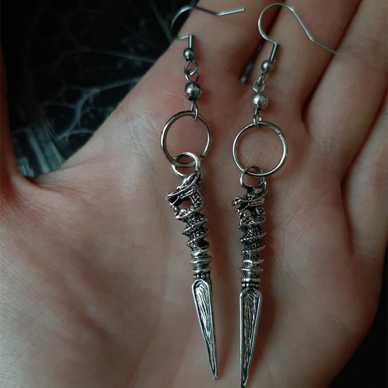 

Dangle & Chandelier Goth Viking Dragon Spike Earrings Fantasy Medieval Eardrop Statement Witchy Warrior Pagan Jewellery Women Gift MysticalD