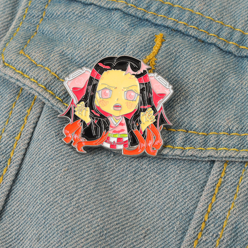 

Kamado Nezuko Enamel Pins Custom Anime Girl Brooches Lapel Badges Cartoon TV Series Character Jewelry Gift for Fans Friends, As picture