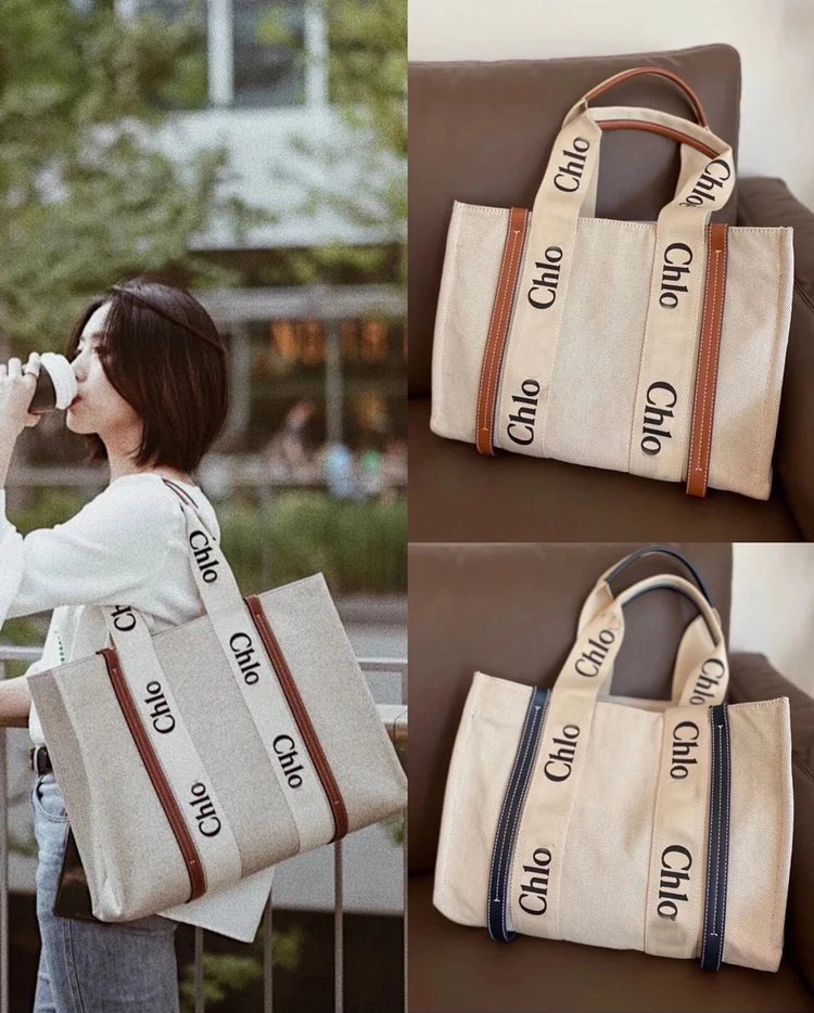 

Designer Handbag Woody Tote Bag Large Capacity Canvas Travel Bag Letters Stitched Cowhide Portable Shoulder Bag Casual Shopping office Purse