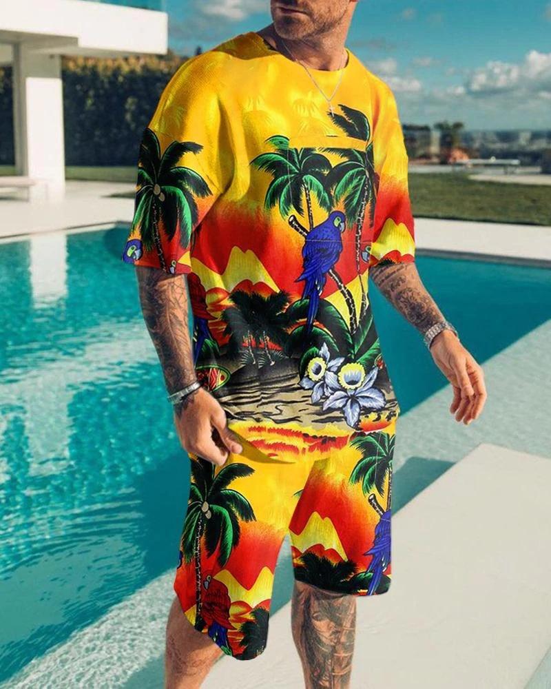 

Men's Tracksuits Men's 3D Print T Shirt O-Neck Fashion Casual Beach Shorts Suit Harajuku Street Plus Size Tracksuit 2 Piece SetsMen's, Ts2248-1501