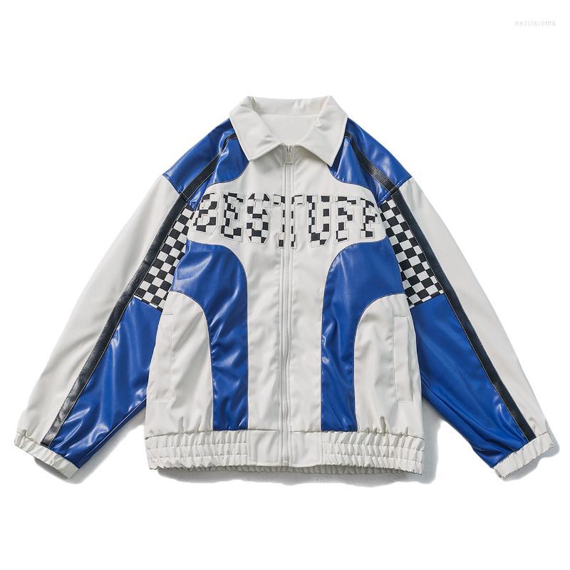 

Men' Jackets Patch Locomotive Embroidered Spring Autumn Coat Contrast Stitching Outwear Streetwear Men Women Thin Varsity JacketMen, Darkblue