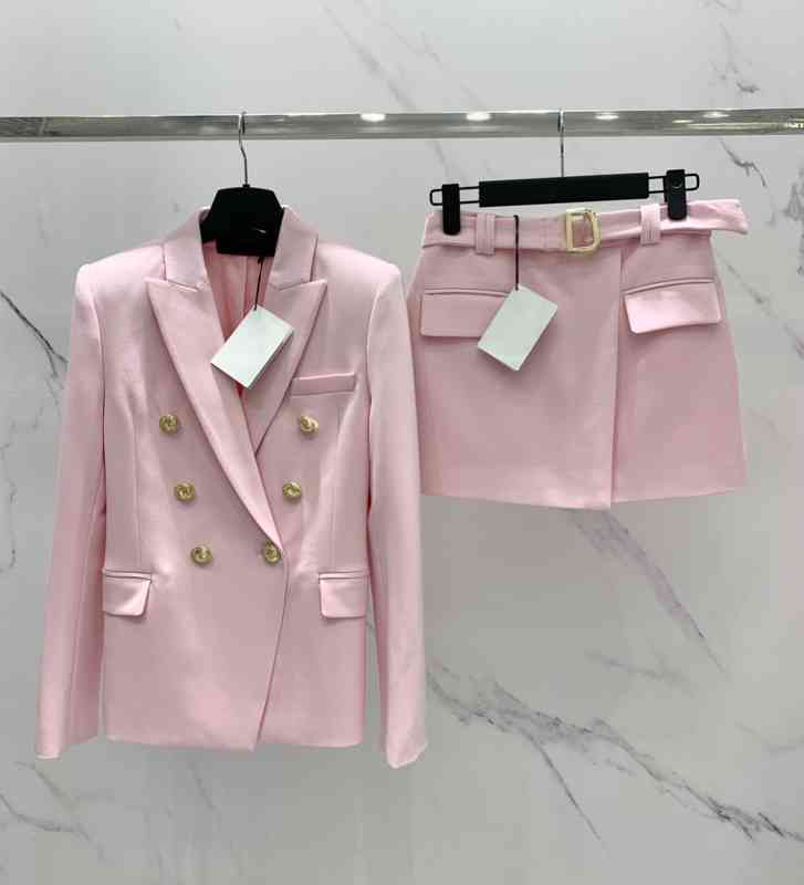 

Womens Two Pieces Pants 2022ss Fashion Brand Cherry Blossom Powder Custom Grain Fabric Suit Jacket And Skirt 2 Piece Sets Designer Tracksuits Women Clothing, Extra shipping