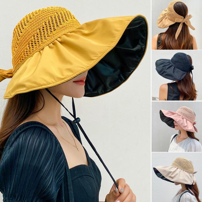 

Visors Trendy Fisherman Hat Wide Hem Adjustable Women Breathable Summer CapVisors, Yellow