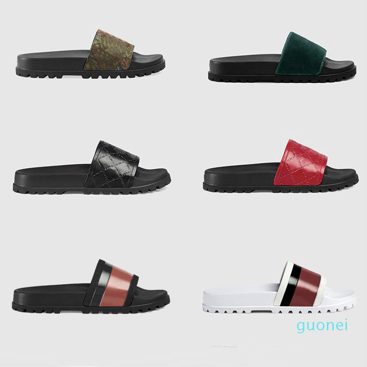 

Designer Slippers Men Women Slides Leather Rubber Sandal Printing Platform Shoes Fashion Casual Striped Slipper With Original Box 35-48 k885