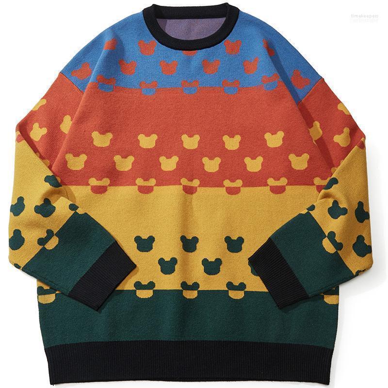 

Men's Sweaters 2022 Autumn Winter Cartoon Casual Pullover Fashion Sweater Oversize Harajuku Crewneck Knitted Men Clothing Time22, Army green