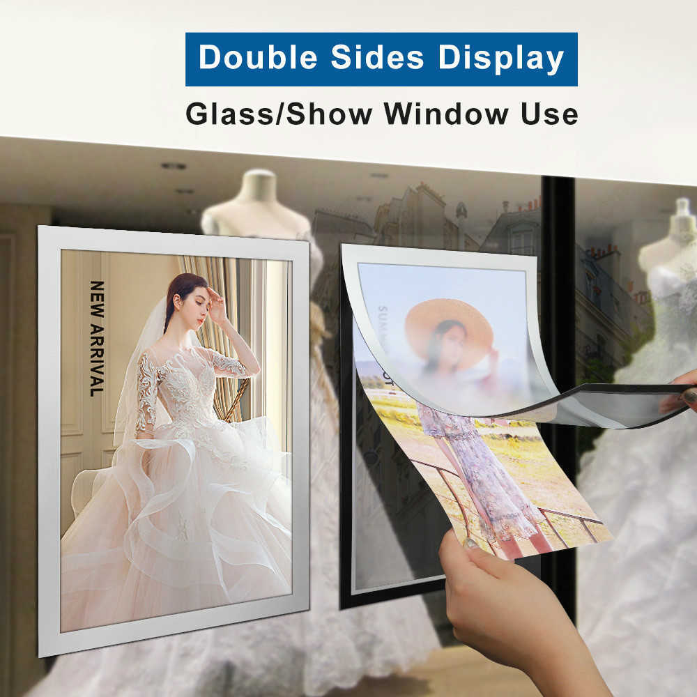 Magnetic PVC A4 Wall Mounted Selfadhesive Double Side Fridge Advertising Certificate Photo Frame Poster Sign Holder-image-671148296