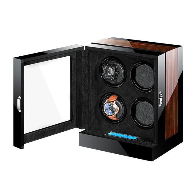 

Watch Boxes & Cases Winder Box 4 Watches Auto Wood Touch Screen Black Lock Glass Accessories Storage UhrenbewegerWatch