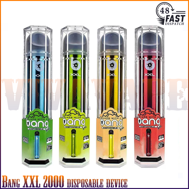 

Bang XXL 2000 Puffs E Cigarette Starter Kit Disposable Vape Pen 800mAh 6ml Prefilled Pods Cartridges Portable Vaporizers Bangvapes, Customize