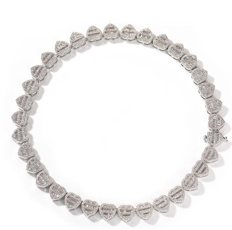 

Hip Hop Necklace Micro Paved Cuban Zirconia Bling Iced Out Hearts Link Chain for Women Men Rapper Jewelry Gift