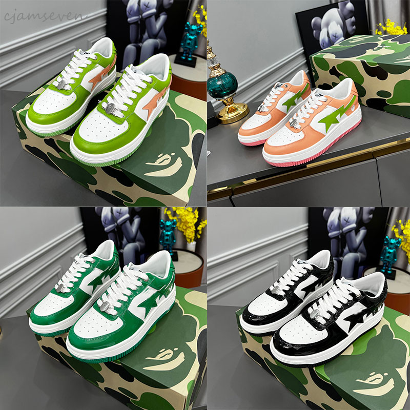

Classic designer A Bapestas Sta Low Help ABC Camouflage Stars Men's Fashion Casual Shoes Breathable Patent Leather Ladies Stars White Green Red Yellow Sports Shoes, Customize