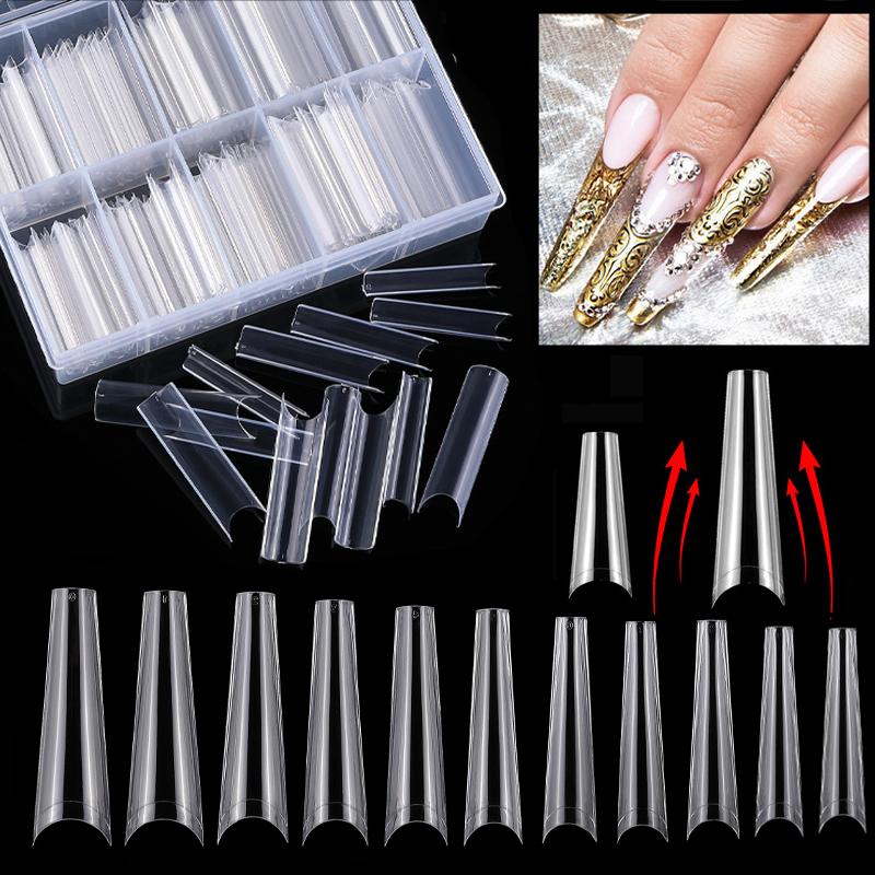

False Nails Extra Long Square Nail Tips Art French Denim Fake Manicure Decoration Tools Artificial Acrylic, 100pcs-c