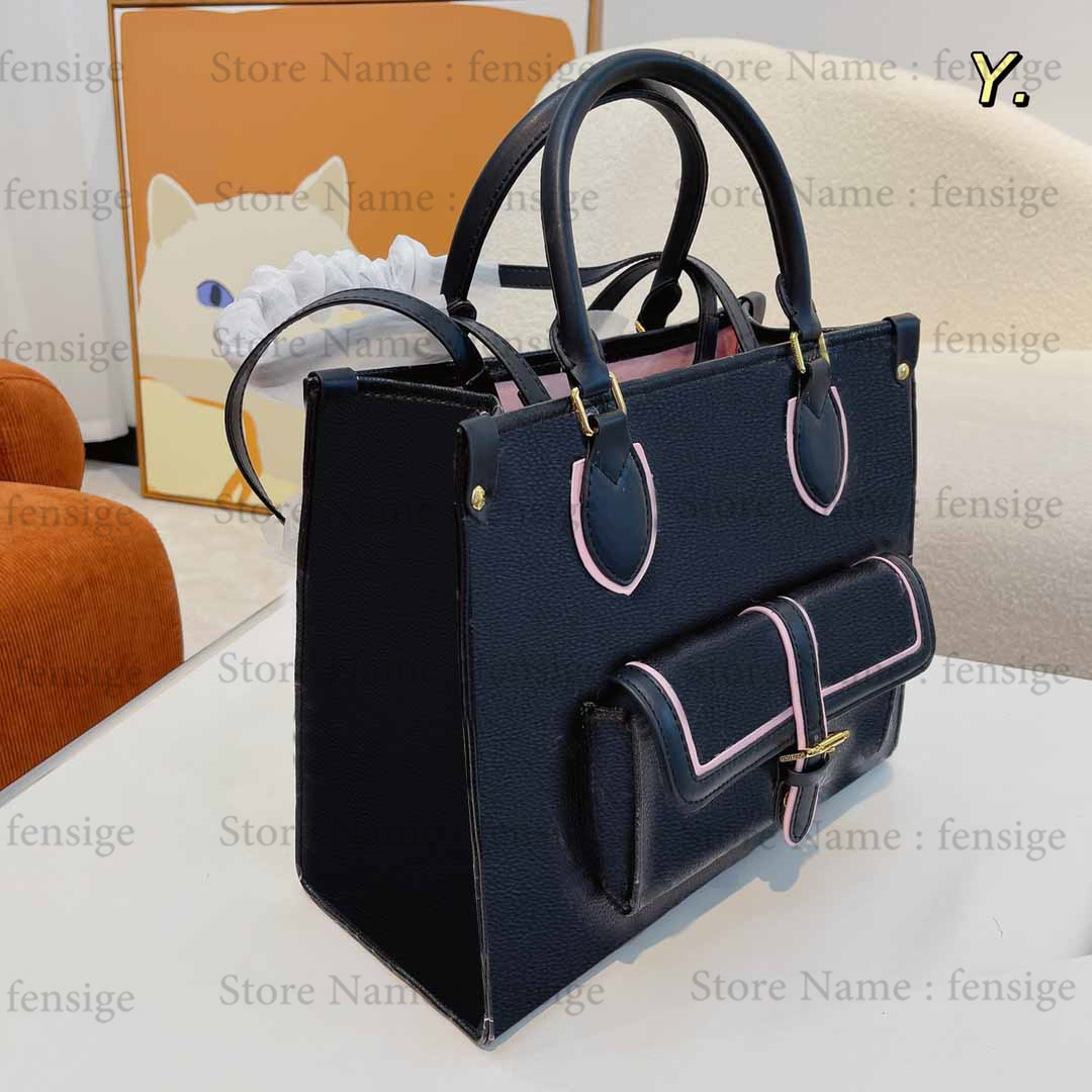 

FALL FOR YOU Onthego MM Shopping Bag Monograms Tote Shoulder Bags front pocket Designer Women Leather Vintage On the Go 35cm Handlebag, #1