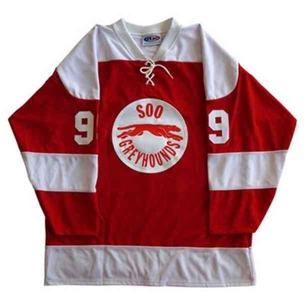 

C26 Nik1 99 Wayne Gretzky Soo Greyhounds Hockey Jersey Embroidery Stitched Customize any number and name Jerseys, Red