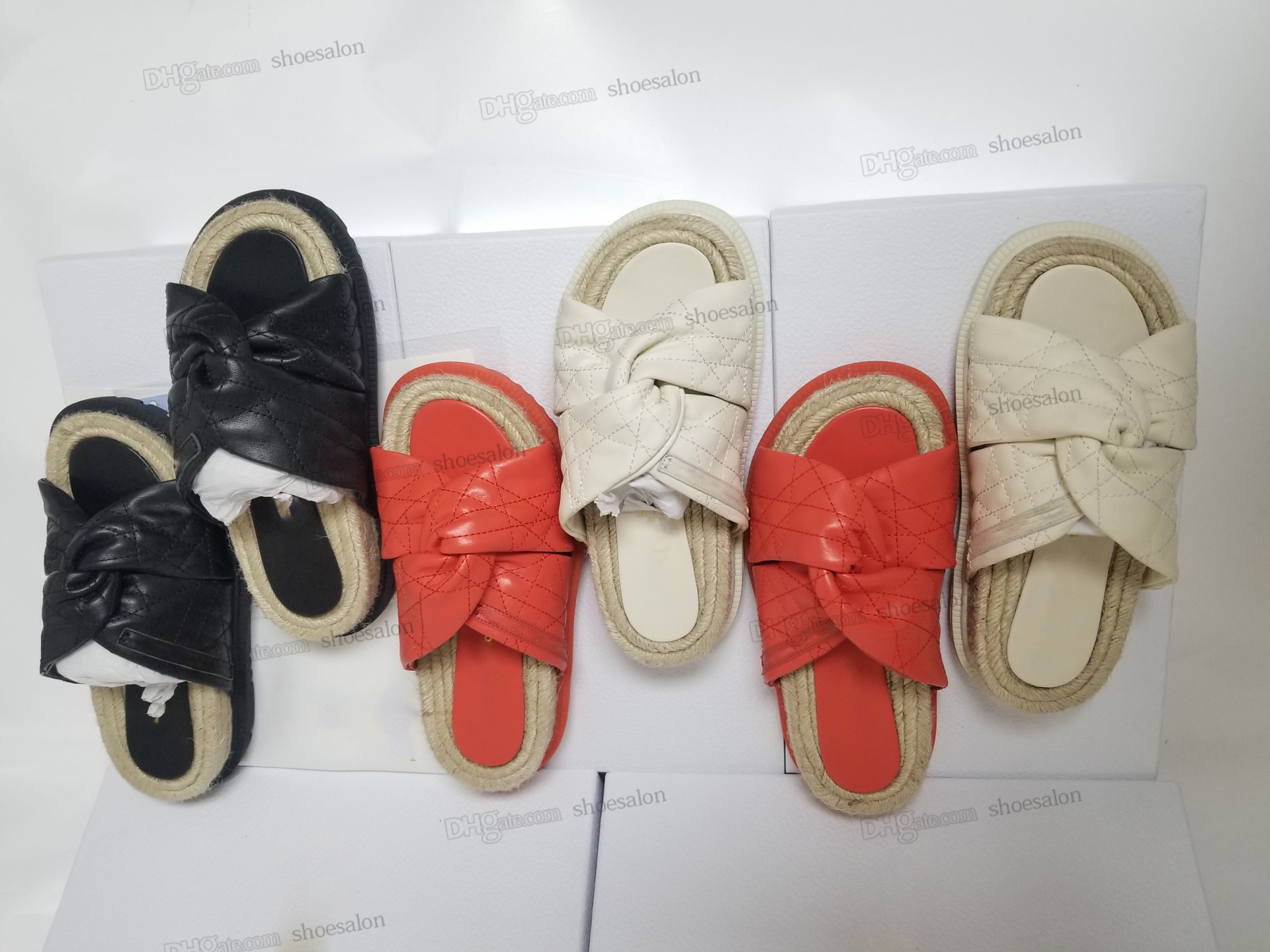 

2022 Womens Platform Dtwist Vintage Twisted Slide Lambskin Strap Slippers EVA Rope Thick Soles Sandals Designer Flats Twist Mule Slides Summer Flip Flops Shoes, Shoesalon