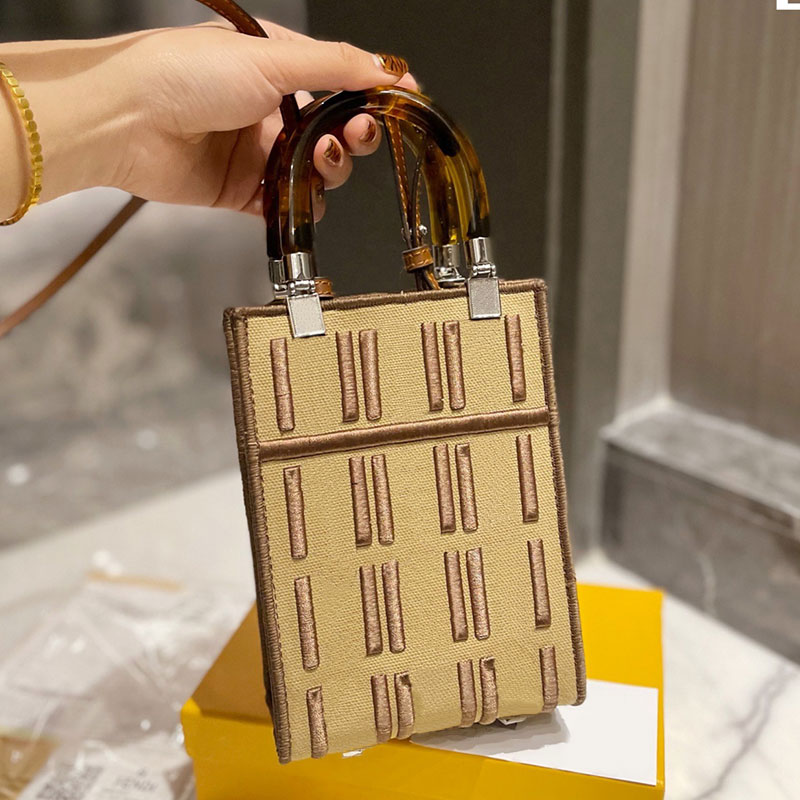 

Mini Sunshine Tote Bag Handbag Purse Canvas Totes Amber Hard Handle Crossbody Bag Embroidery Fashion Letters Wallets Shoulder Bags Adjustable Leather Strap, Just a box