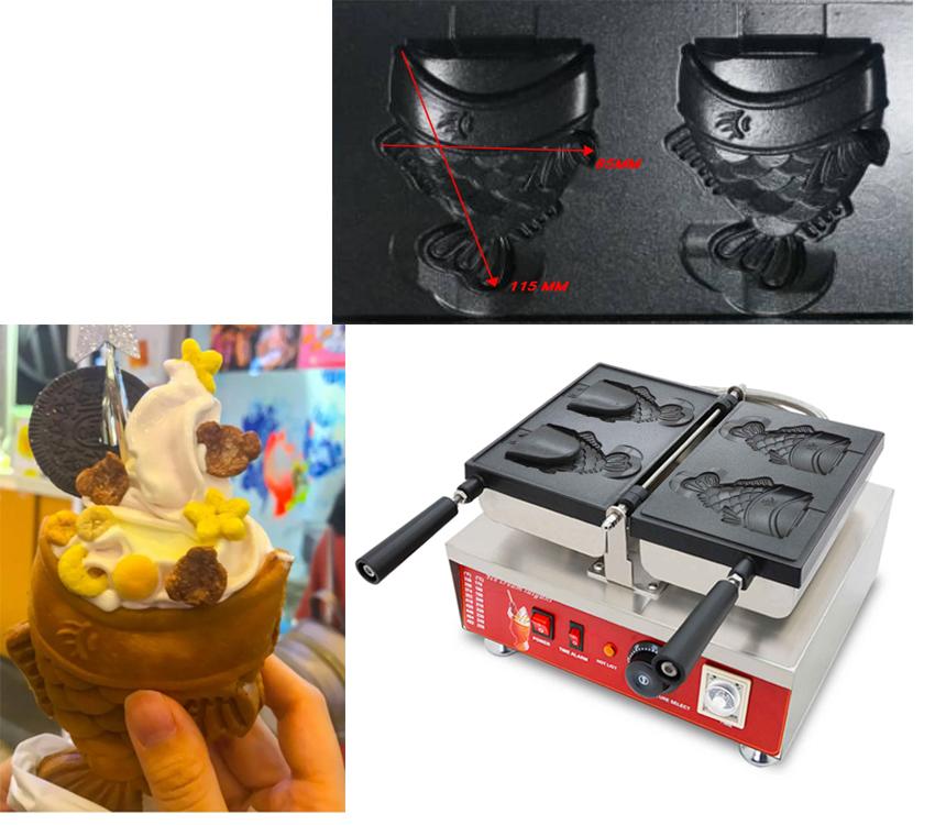 

Bread Makers Electric 110v 220v Wink Eye Ice Cream Taiyaki Maker Japanese Mini Fish Cone Machine Waffle Commercial Applicances