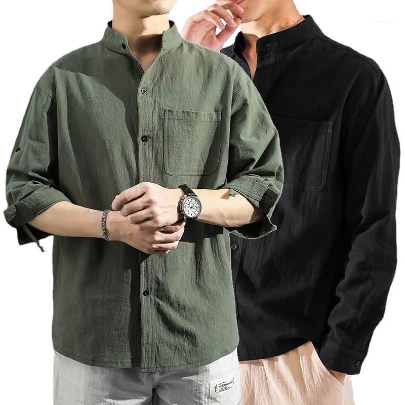 

Men's Casual Shirts 2022 Mens Boxy T Shirt Cotton Linen Plus Size Tops Summer Buttons Down Long Sleeve, White