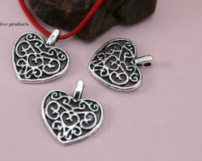 

Tibetan Silver Hollow heart beads Antique Loose Bead Spacer Connectors for DIY Jewelry Making bracelet ft4s