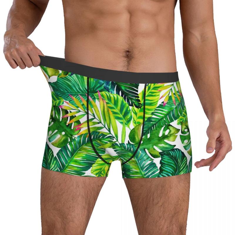 

Underpants Green Palm Leaves Underwear Tropical Plants Print Men Shorts Briefs Soft Trunk High Quality Printing Plus Size UnderpantsUnderpan