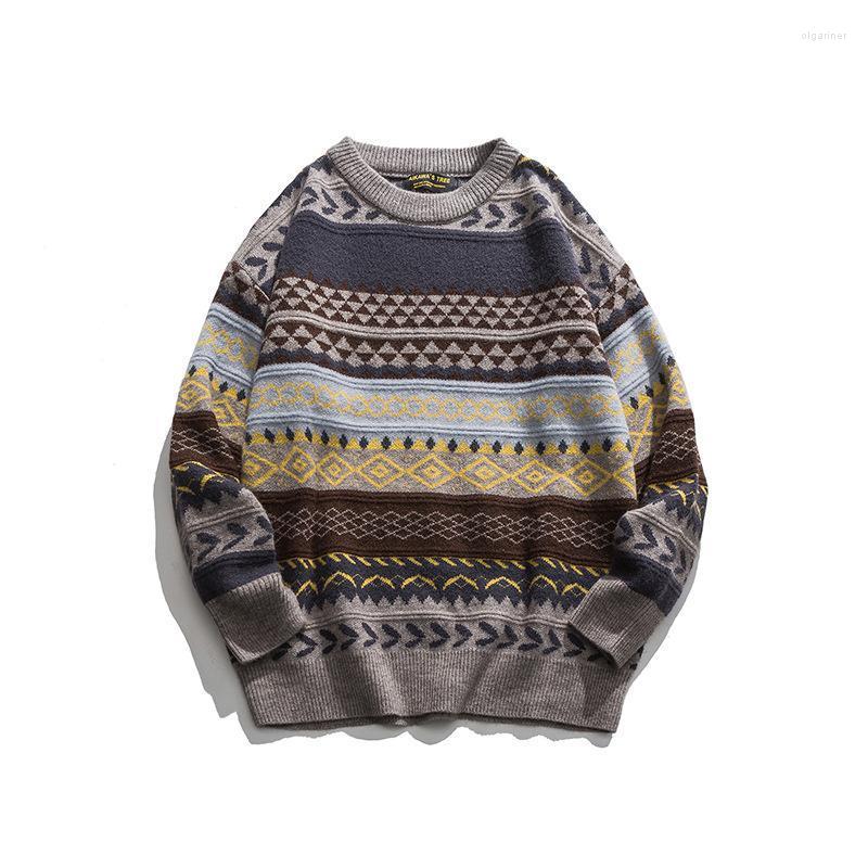

Men's Sweaters Winter Japanese Argyle Sweater Men High Quality Knitted Pullover Keep Warm Pull Homme Mens Retro Christmas JumperMen's Olga22, Blue