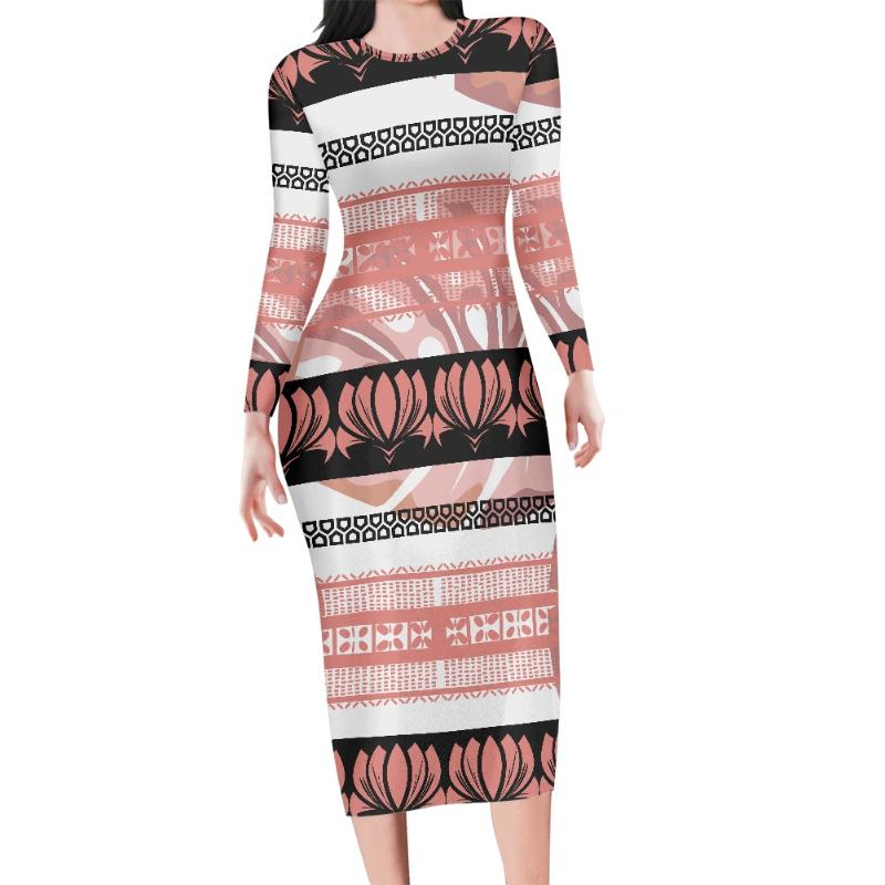 

Casual Dresses 2022 Autumn Polynesian Tribal Tattoo Print Sexy Bodycon Pencil Dress For Womens Long Sleeve Party Streetwear, Zsnh0722d40-s-1
