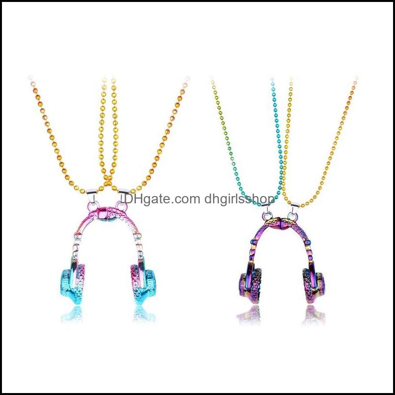 

Chains Necklaces Pendants Jewelry 2X Unique Magnetic Couple Necklace Headphone Pendant For Familychains Chainschains Dhb3A