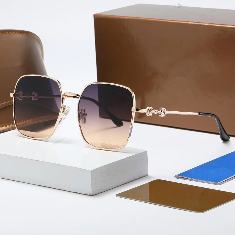

0142Designer Sunglasses Limted Men Women Brin brin Metal Vintage Sunglasses Style Square Frameless UV 400 Lens Original Box and Case