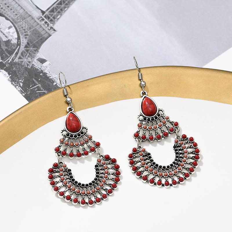 

Dangle & Chandelier Vintage Natural Stone Water Drop Earrings For Women Boho Ethnic Long Colorful Hollow Multilayer Beads JewelryDangle