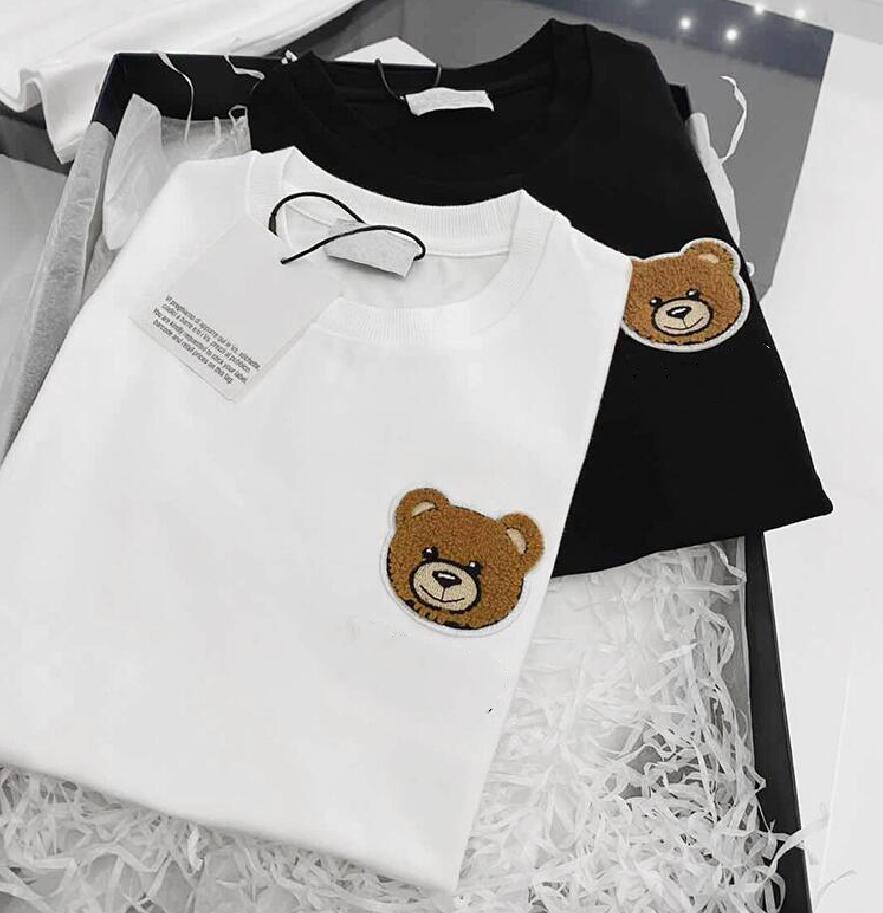 

Children T-shirts Summer Short Sleeve Shirt Baby Girls Boys Letters Bear Pattern Bottoming Blouses Kids Clothes Tops Tees White Black Red 90-130cm