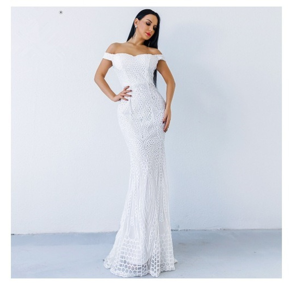 New Pink Dark Red Mermaid Evening Dresses Wear Scoop Neck Lace Appliques Crystal Beaded Off Shoulder Back Formal Prom Dress Party Gowns-image-758604324