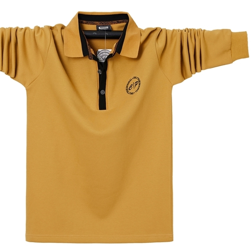 

Men's Polo Shirt Leisure Embroidery Cotton Long Sleeve Large Batch Luxury Tops 6XL 220402, Gold