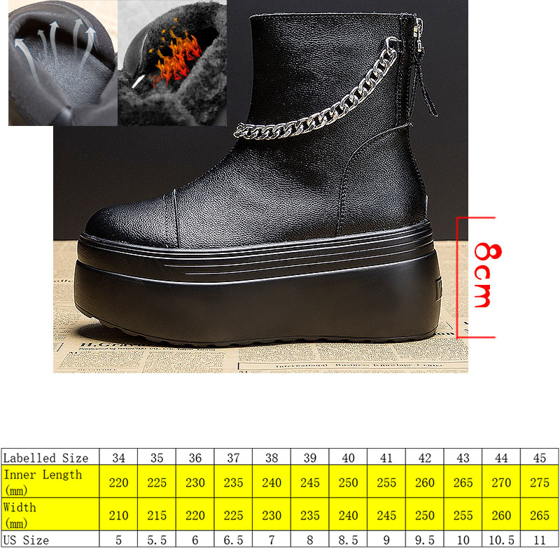 

2022 Autumn Winter 8cm Super Thick Sole Heel Platform Boots Wedge Shoes Chunky Women Winter Boot Ankle Booties Zipper White, Black 1 plush